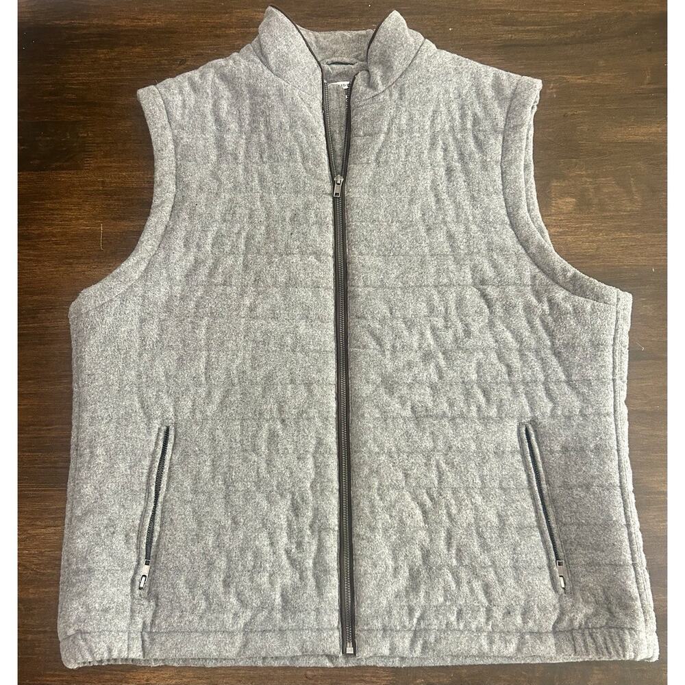 Jos A Bank Full Zip Vest Men's XL Tailored Fit Quilted Snap Pockets Insulated